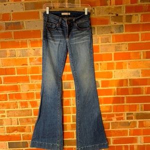 J Brand- low rise medium blue stretch flares-26